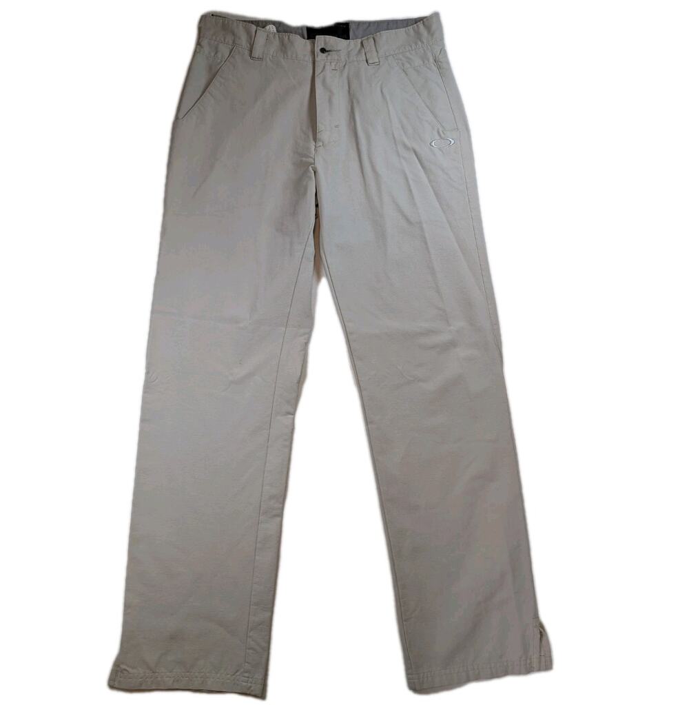 Oakley Mens 33x32 Light Khaki Nylon Golf Dress Pants Logo Athletic Performance